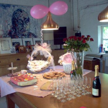 Prachtig aangekleed sfeerplaatje babyshower kraamfeest